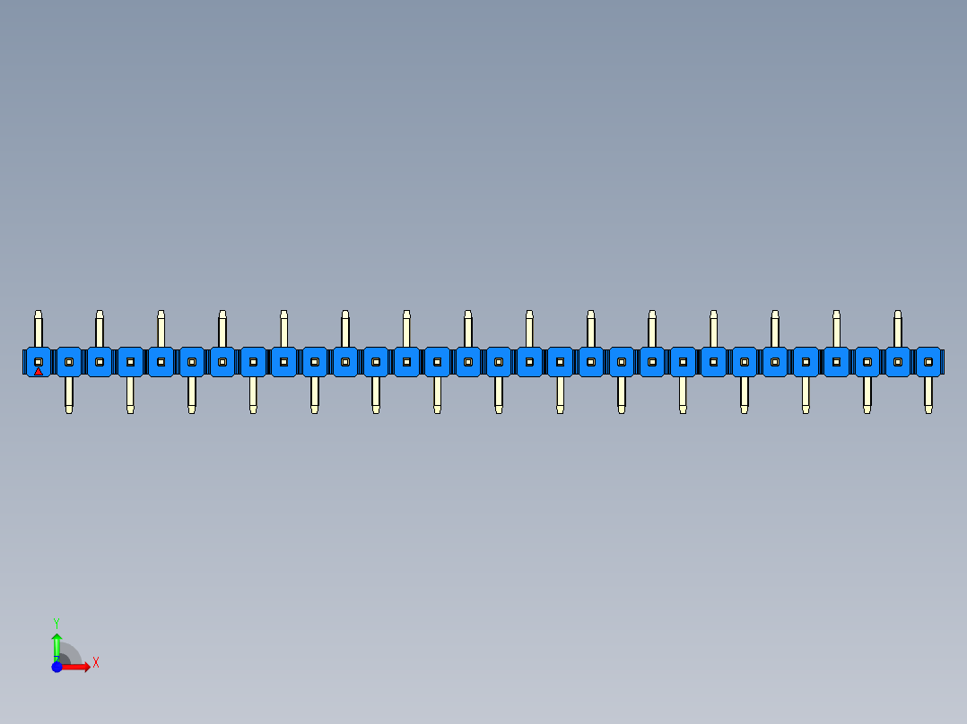 彩色公排针 100mil 2.54mm 系列-DS1022_blue_30p_100mil_Type_SMT_R1_rev1.0前视图