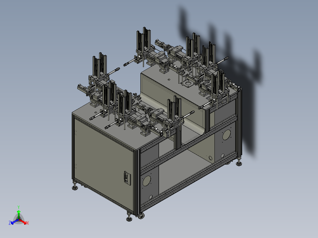 双头非标自动化组装设备正等轴测图