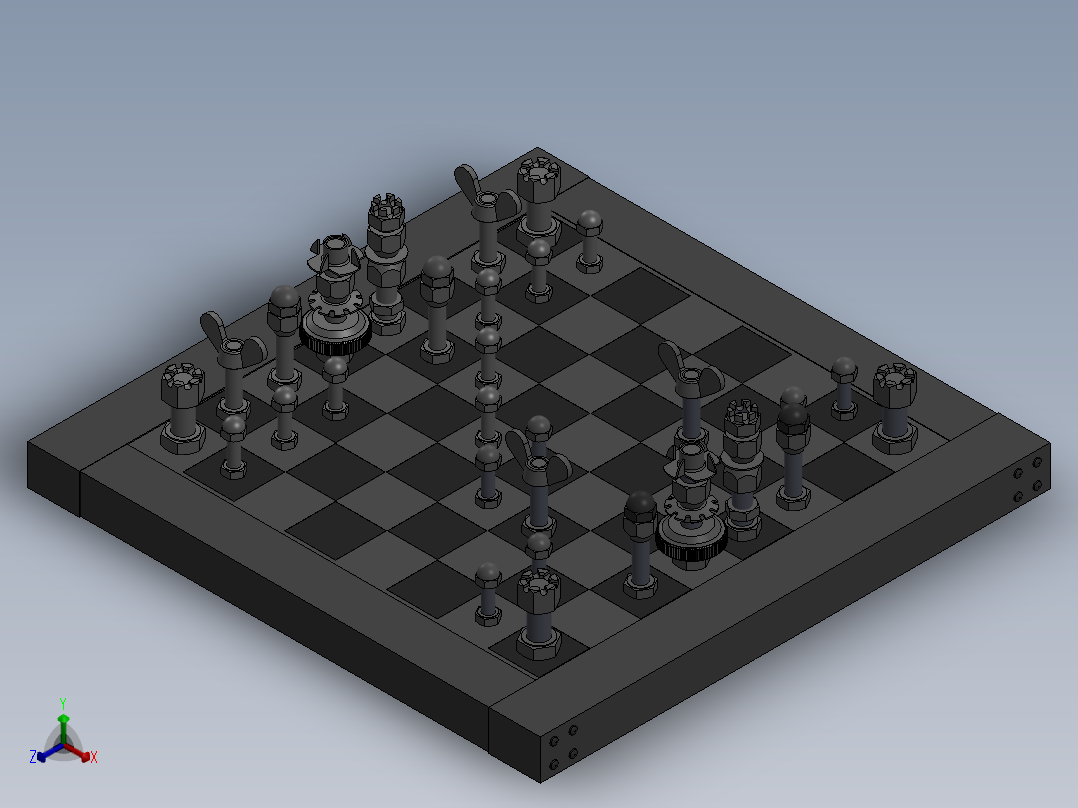 螺母象棋正等轴测图