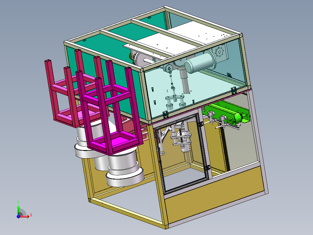 W1375-瓶盖自动封装系统设计【0.9万字+10张CAD图+SW三维图】前视图