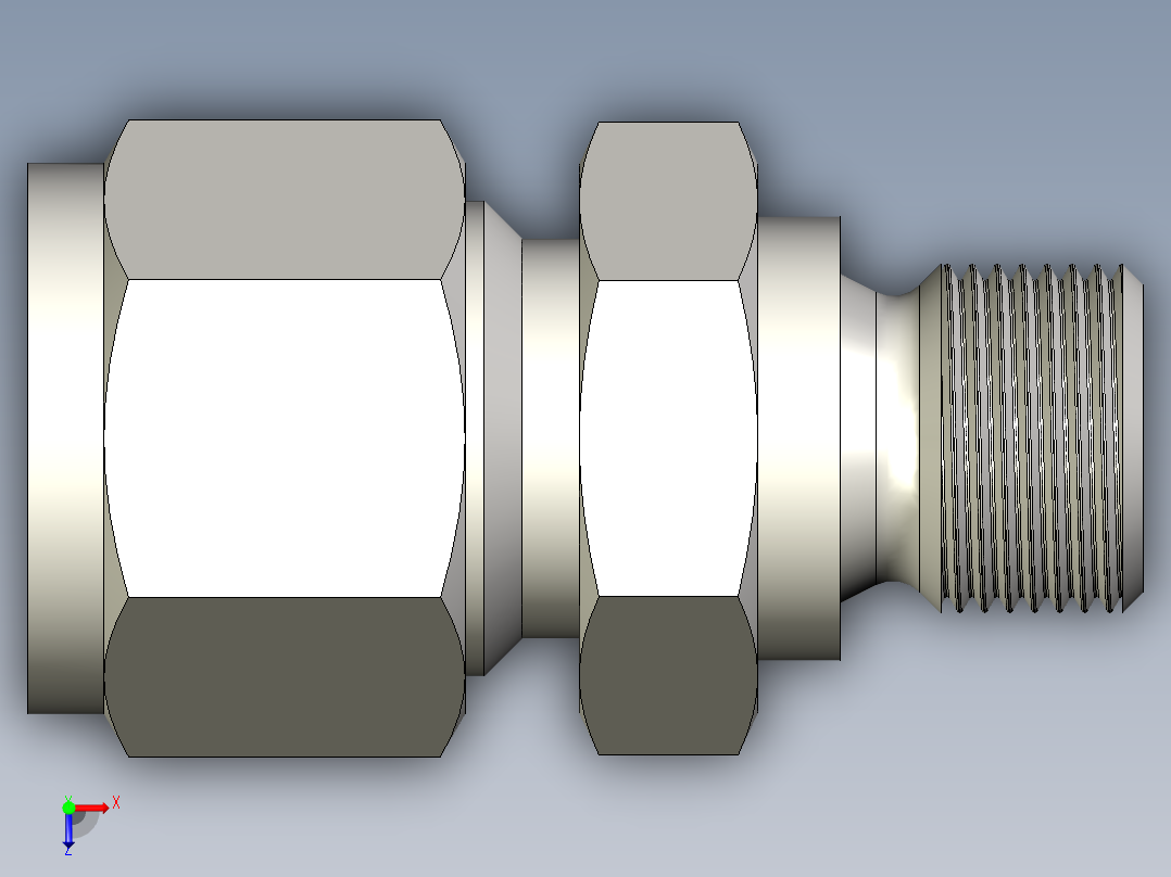 不锈钢世伟洛克管接头，外螺纹接头，12 mm管外径x M14 x 1.5外螺纹俯视图