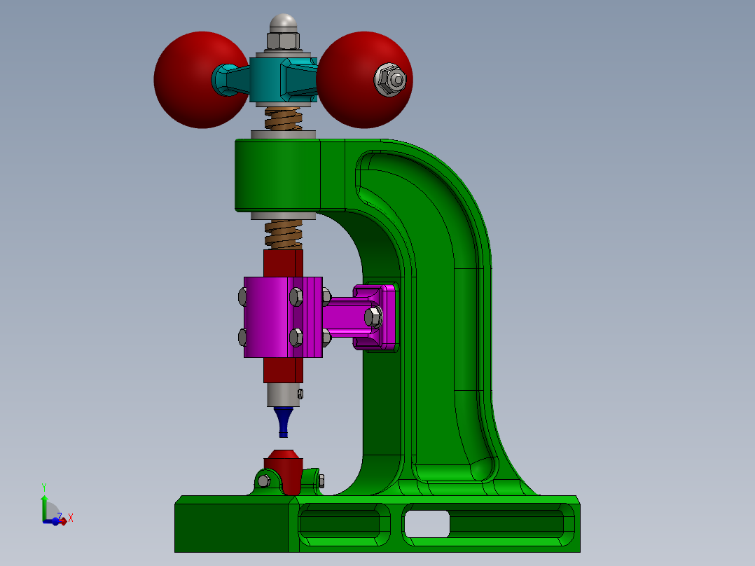 Punzonadora小型钻台3D数模图纸 Solidworks设计主视图