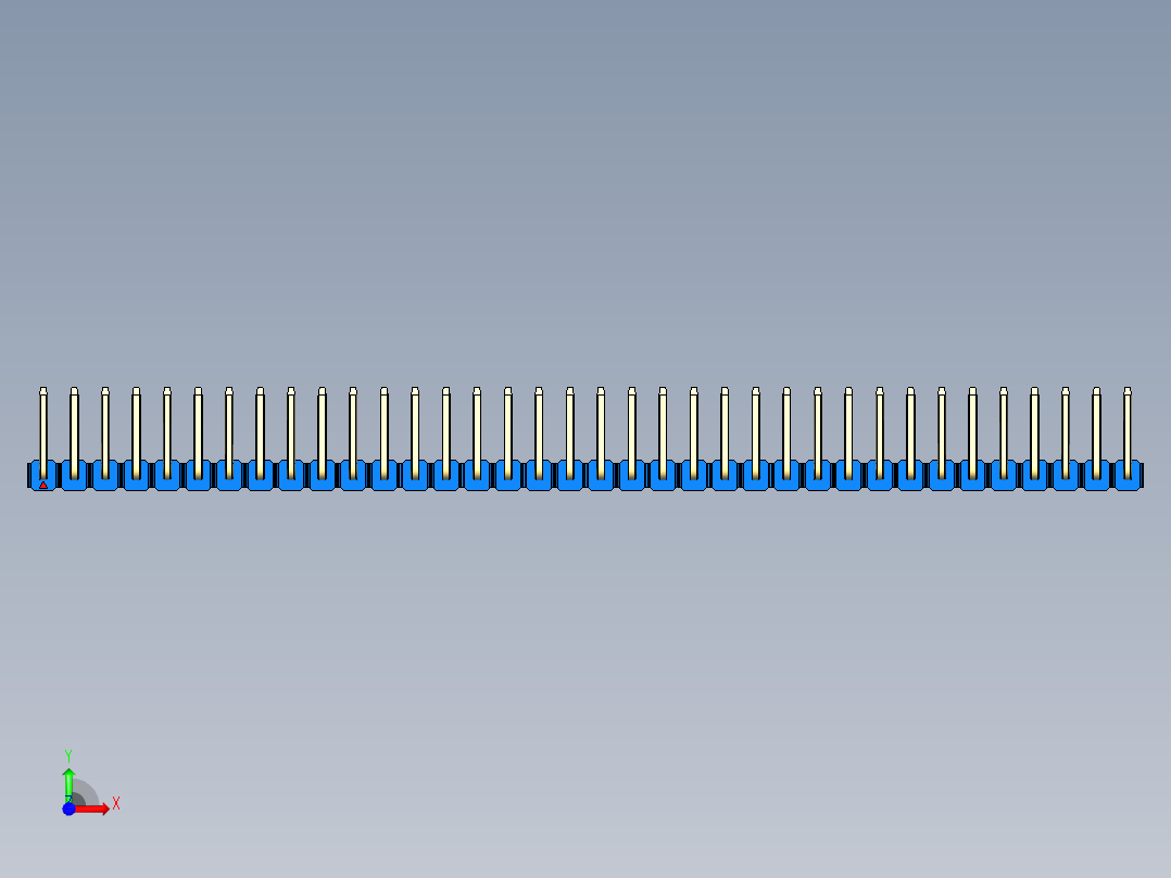 彩色公排针 100mil 2.54mm 系列-DS1022_blue_36p_100mil_TypeU_rev1.0前视图