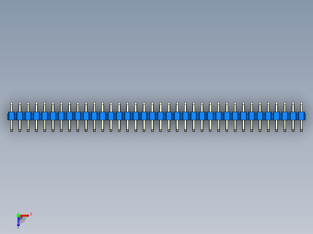 彩色公排针 100mil 2.54mm 系列-DS1022_blue_36p_100mil_TypeU_rev1.0俯视图