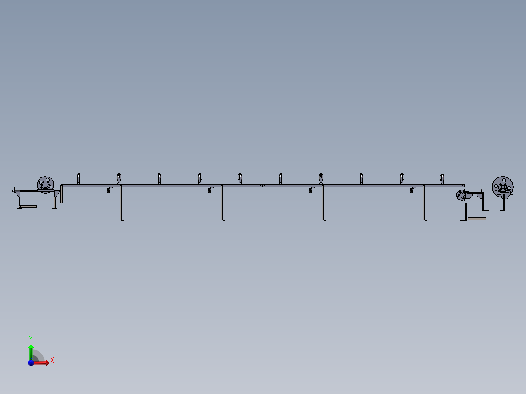 皮带传送机三维模型前视图