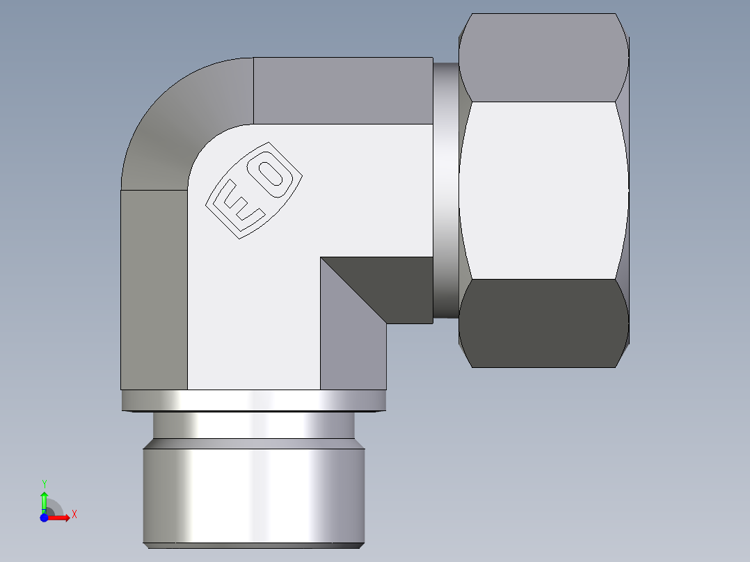 卡套式工业通用硬管接头EO_Male_stud_elbow_WE22LMCF前视图