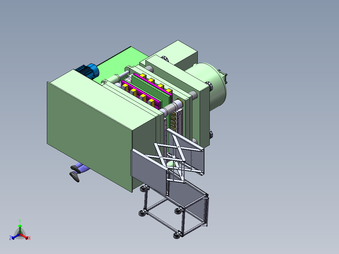 800T重型压制橡胶机正等轴测图