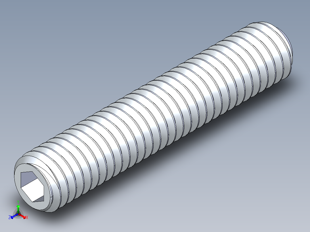 UNC 平头紧定螺钉-UNC SET SCREW 0.375 x2.000.STEP正等轴测图