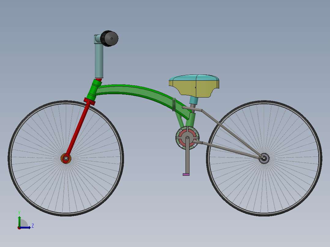 32---自行车模型sw2016三维图纸模型设计图纸左视图