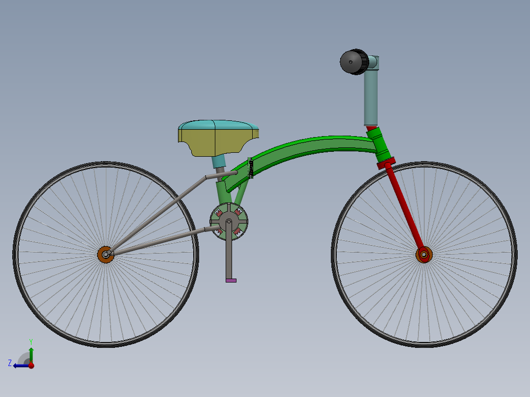 32---自行车模型sw2016三维图纸模型设计图纸右视图