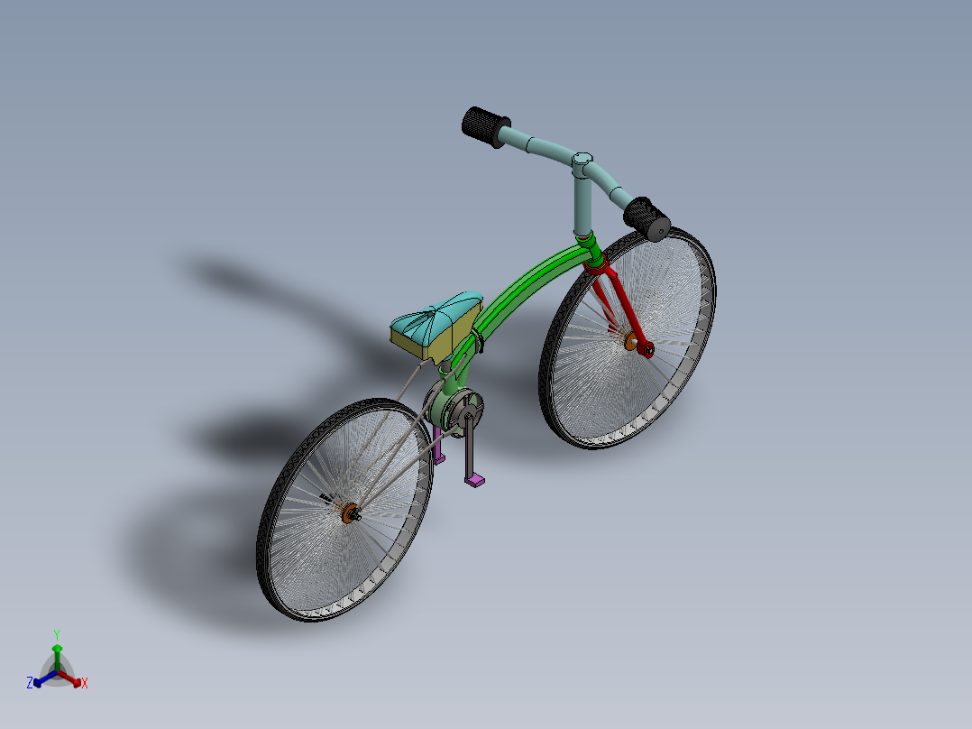 32---自行车模型sw2016三维图纸模型设计图纸正等轴测图