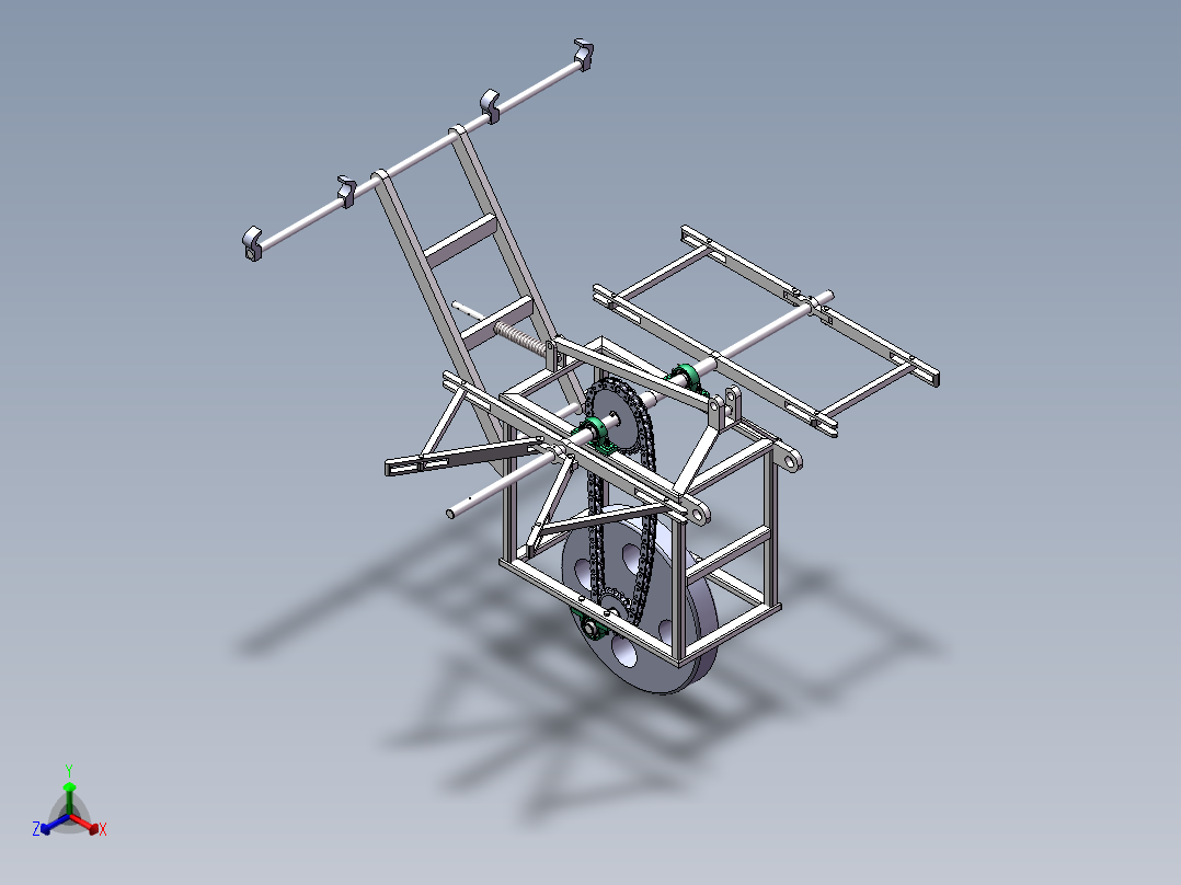 滴灌带回收机正等轴测图