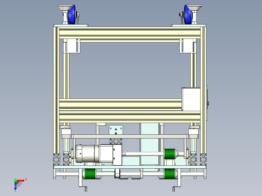 Belt Conveyor带式输送机皮带传送机3D数模图纸 STP格式俯视图