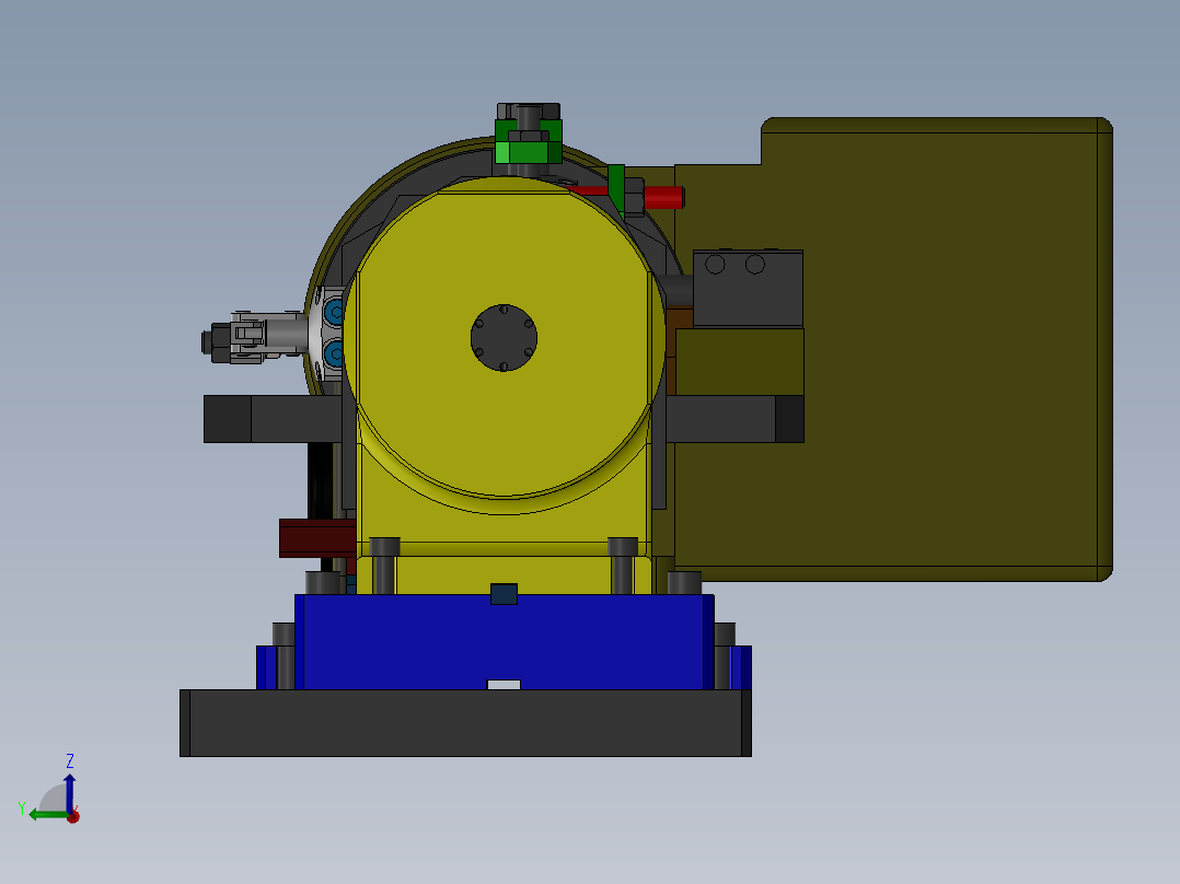 jig milling机床旋转轴旋转台右视图