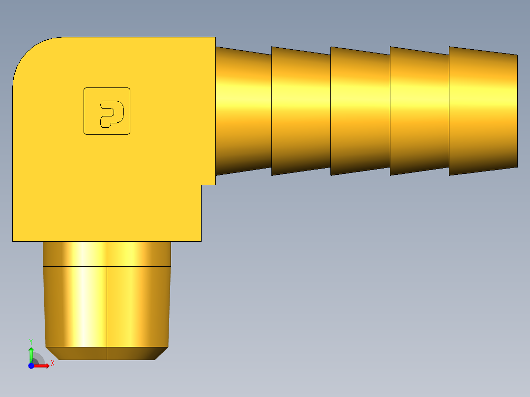 倒齿式工业管接头Hose Barb 90Deg Elbow to Male Pipe 129HB-6-2前视图