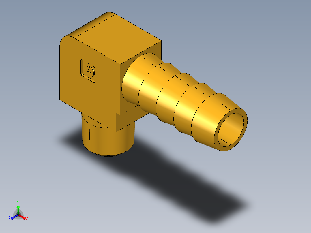 倒齿式工业管接头Hose Barb 90Deg Elbow to Male Pipe 129HB-6-2正等轴测图