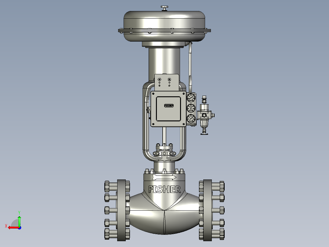 气动隔膜调节阀低温流量调节阀剖切详细结构后视图