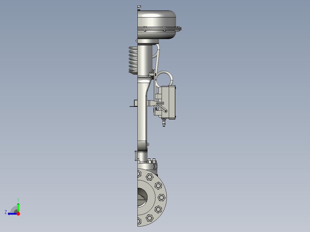 气动隔膜调节阀低温流量调节阀剖切详细结构右视图