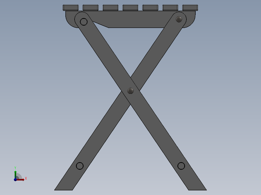 折叠桌子CAD-SolidWorks-step格式前视图