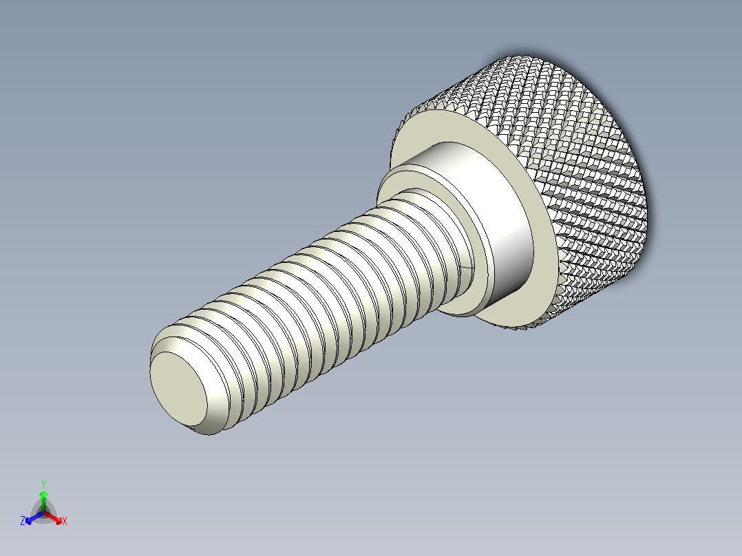滚花指旋螺钉-M5 x 17.5mm正等轴测图