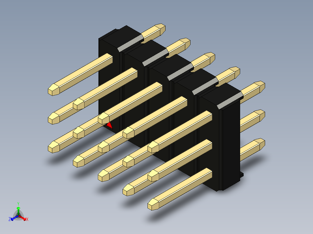 彩色公头100mil（2.54mm）系列-DS1021_black_3x05p_100mil_Type1_rev1.0正等轴测图