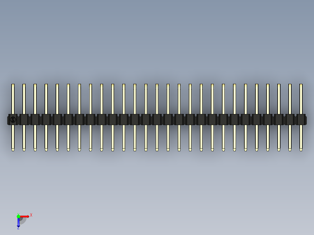 彩色公排针 100mil 2.54mm 系列-DS1022_black_3x27p_100mil_TypeD_rev1.0俯视图