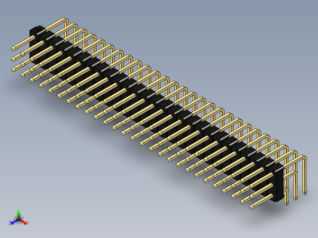 彩色公排针 100mil 2.54mm 系列-DS1022_black_3x27p_100mil_TypeD_rev1.0正等轴测图