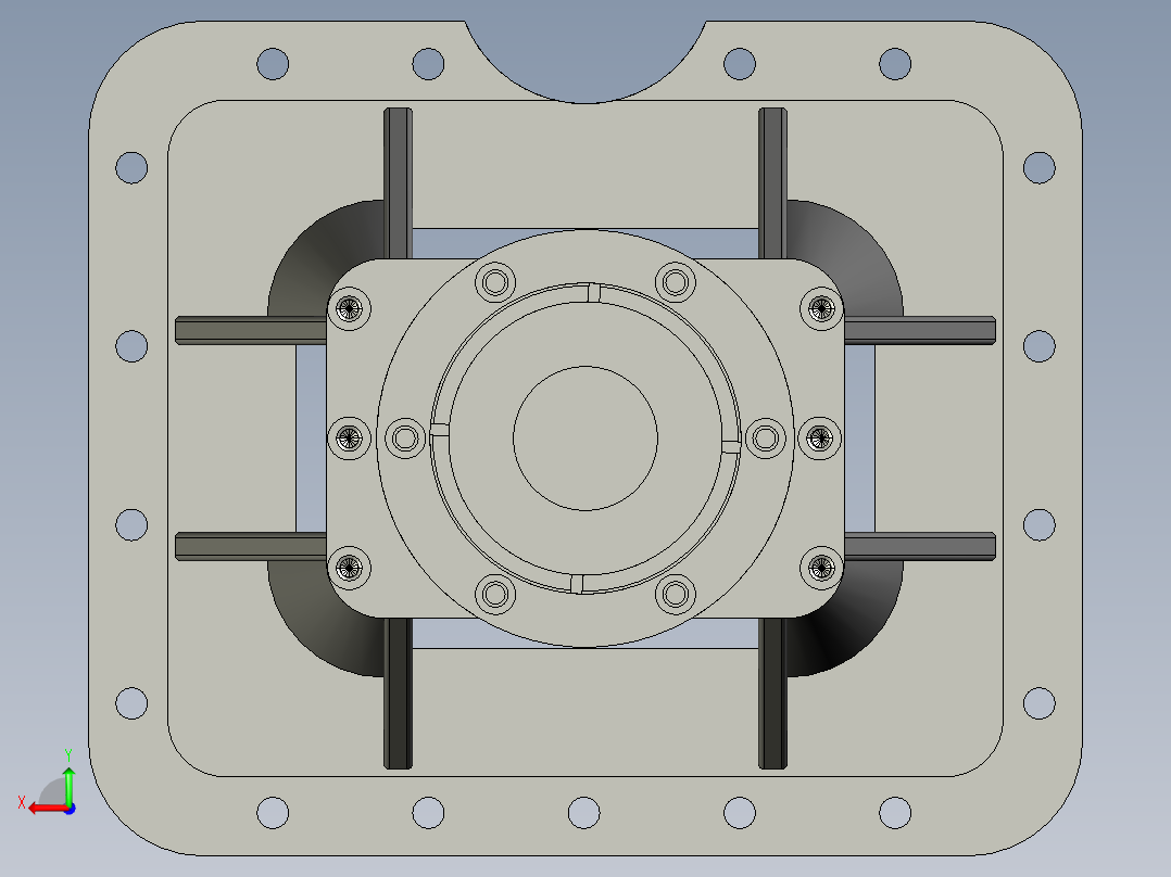 方形多轴器壳体后视图