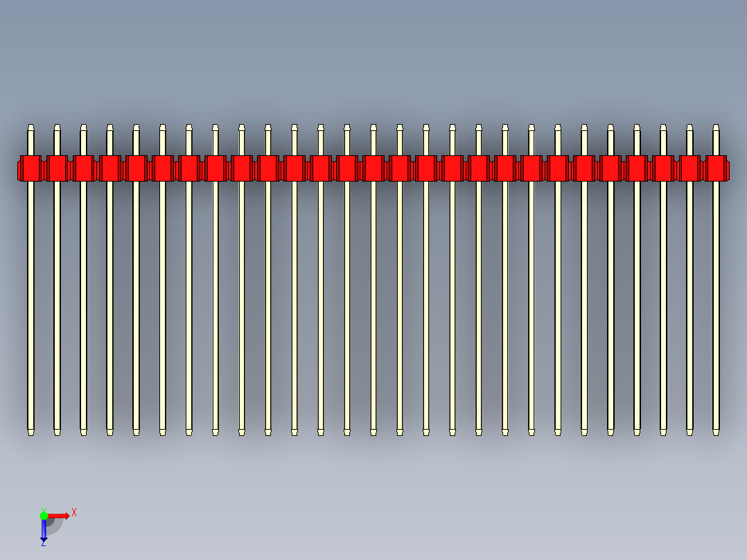 彩色公头100mil（2.54mm）系列-DS1021_red_1x27p_100mil_Type43_rev1.0俯视图