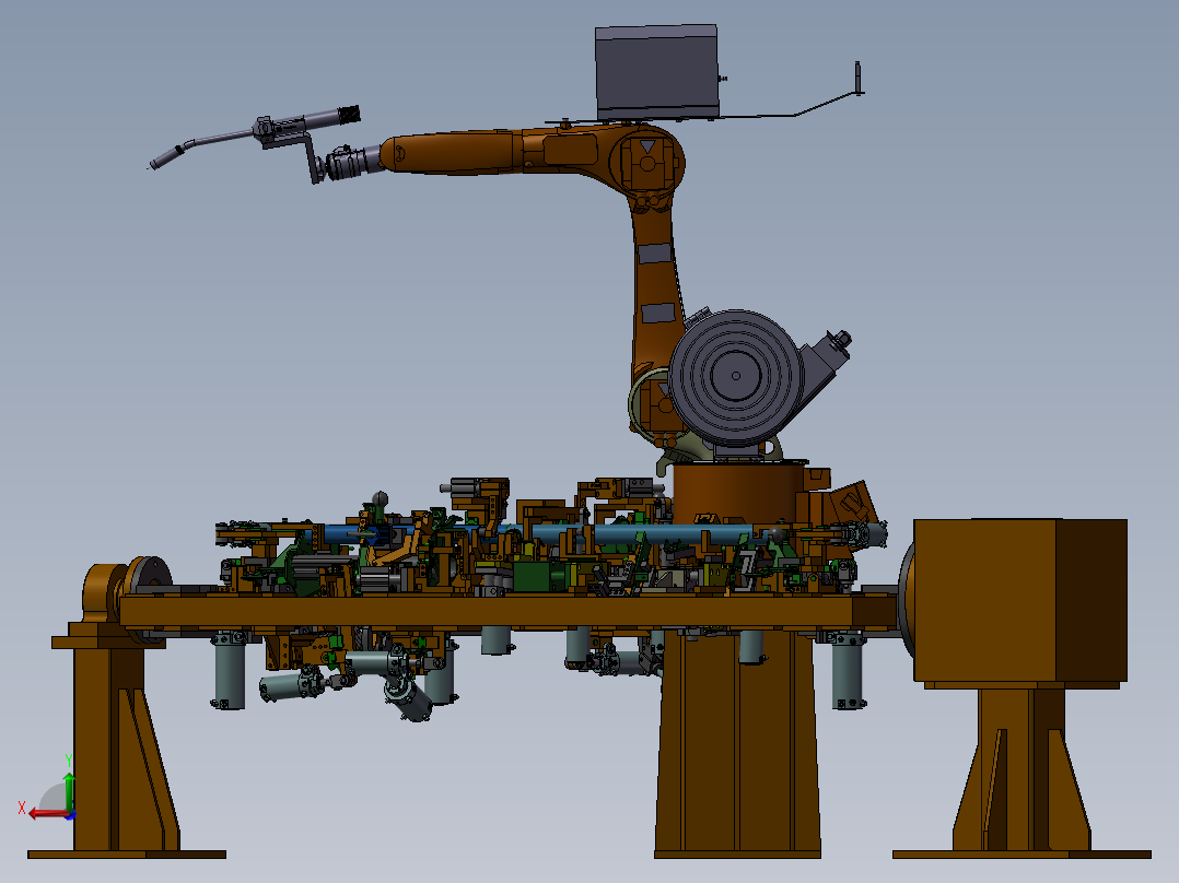 汽车仪表梁骨架机器人弧焊焊装夹具后视图