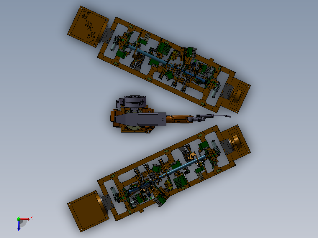 汽车仪表梁骨架机器人弧焊焊装夹具俯视图
