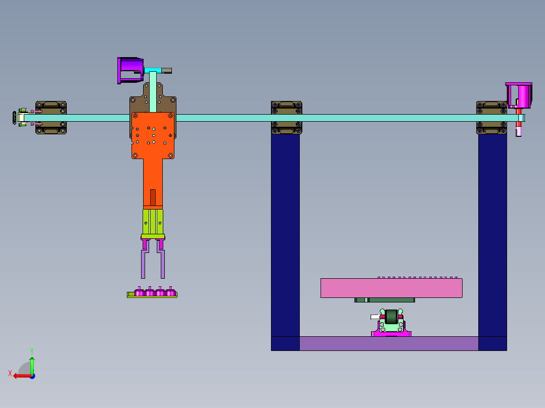 零件机械手堆叠设备后视图