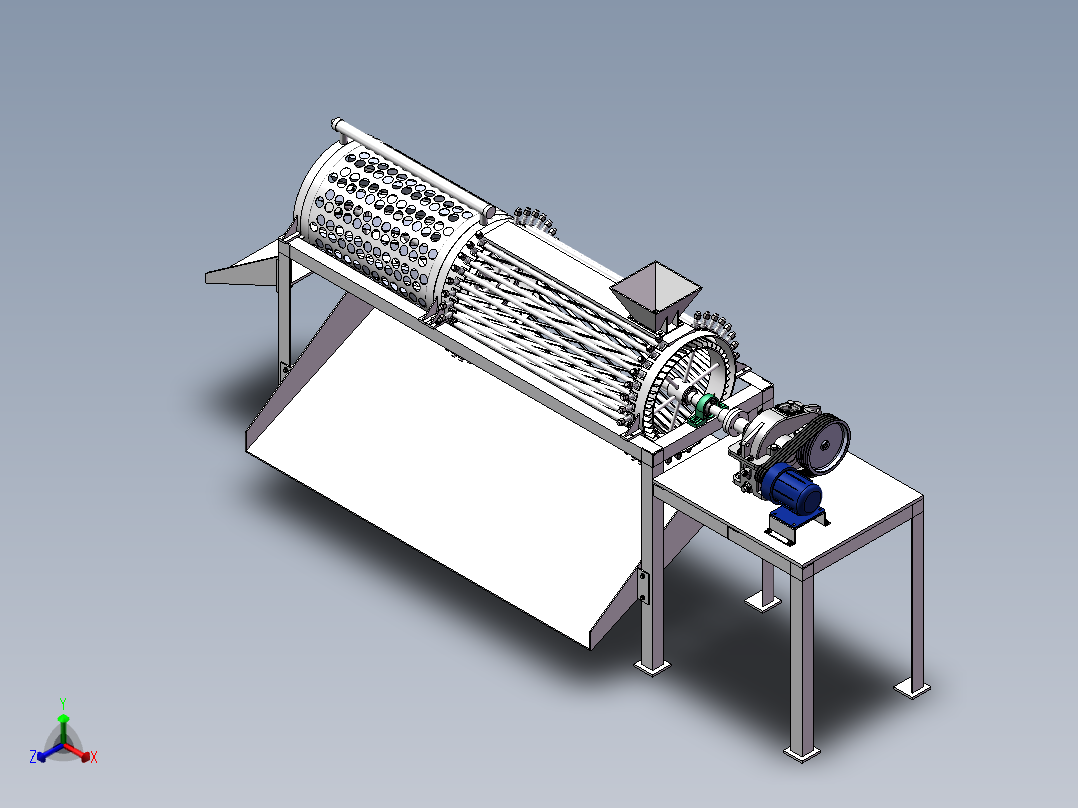 青皮核桃去皮机SW三维图==1262722正等轴测图
