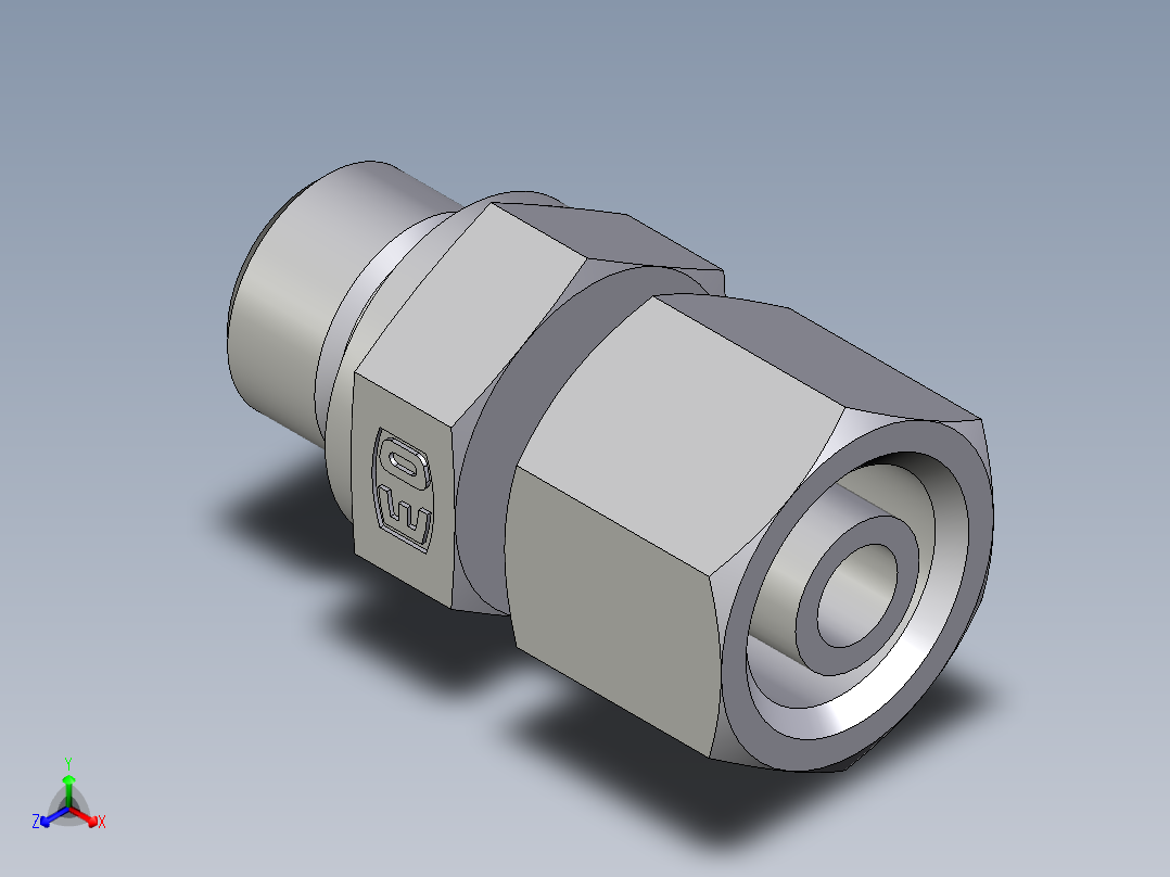 卡套式工业通用硬管接头EO_Standpipe_connector_EVGE10SMEDCF正等轴测图