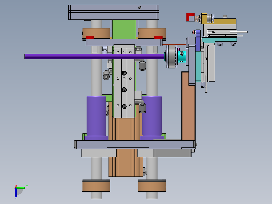中间顶升流道输送机（sw16可编辑+工程图+bom）右视图