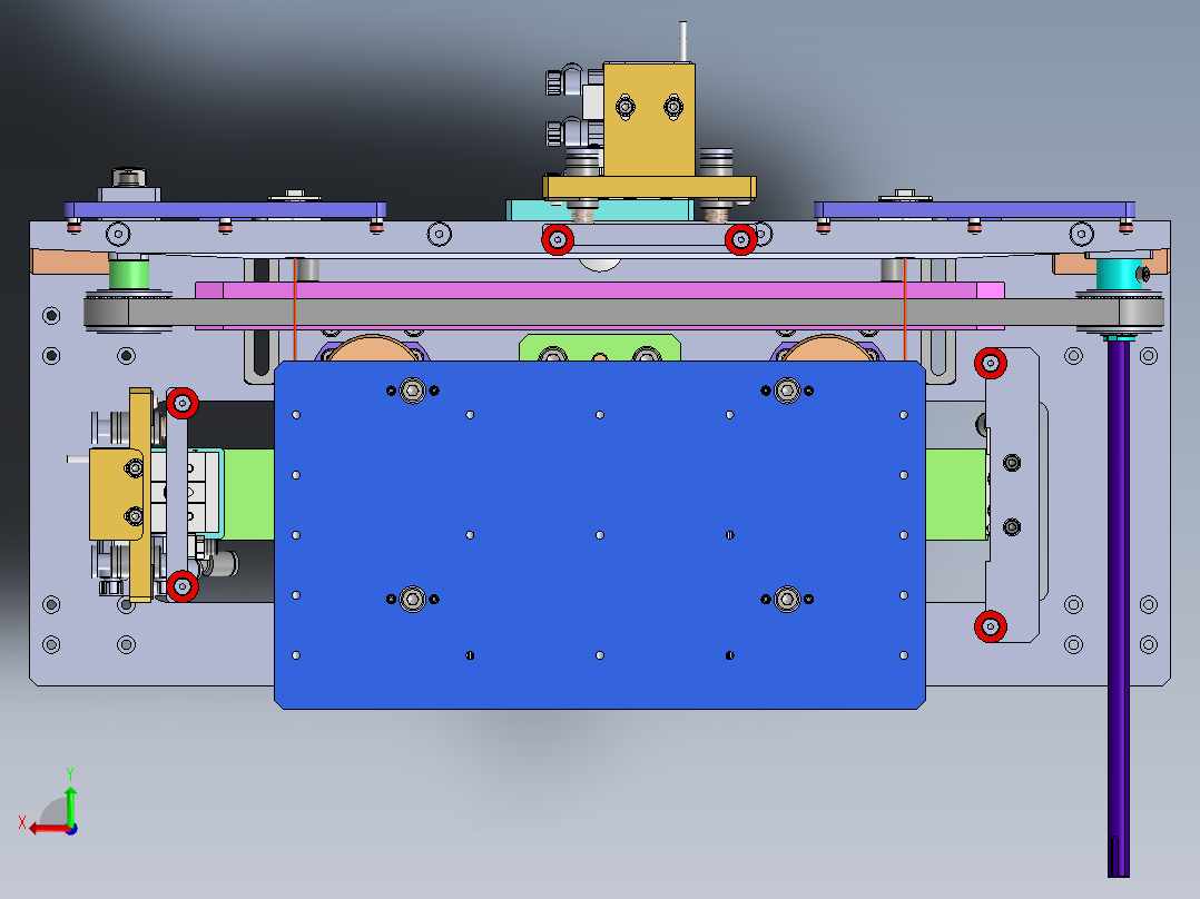 中间顶升流道输送机（sw16可编辑+工程图+bom）俯视图