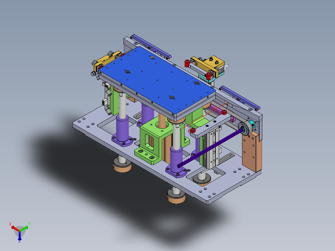 中间顶升流道输送机（sw16可编辑+工程图+bom）正等轴测图