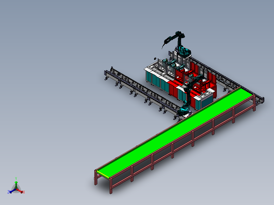纸箱自动喷码印刷生产线sw17正等轴测图