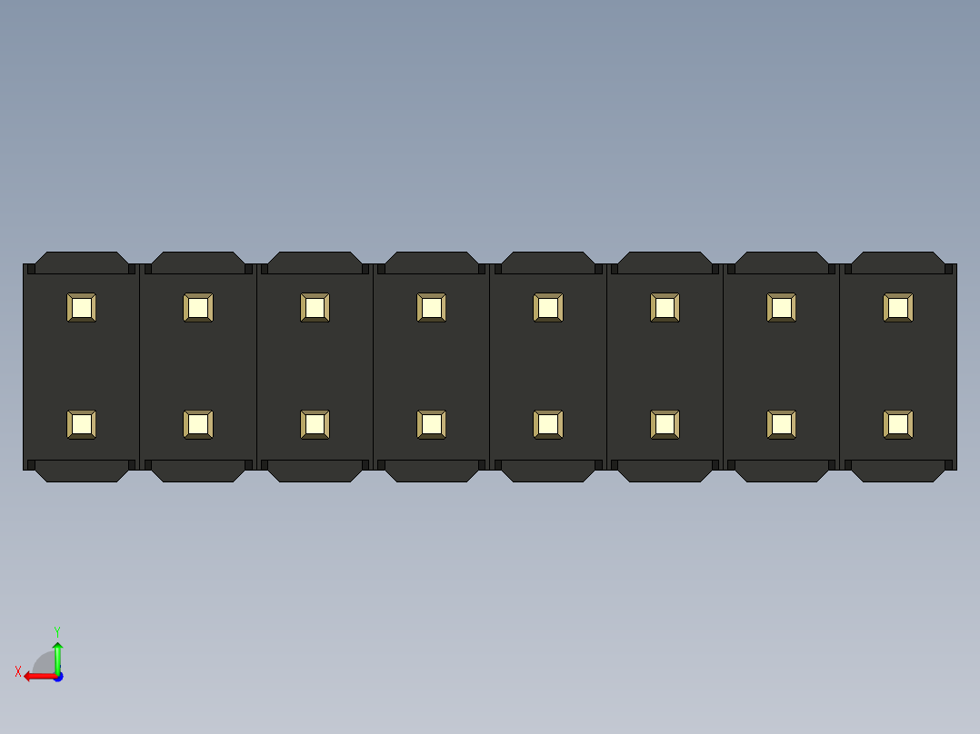 彩色公头100mil（2.54mm）系列-DS1021_black_2x08p_100mil_Type1_rev1.0后视图