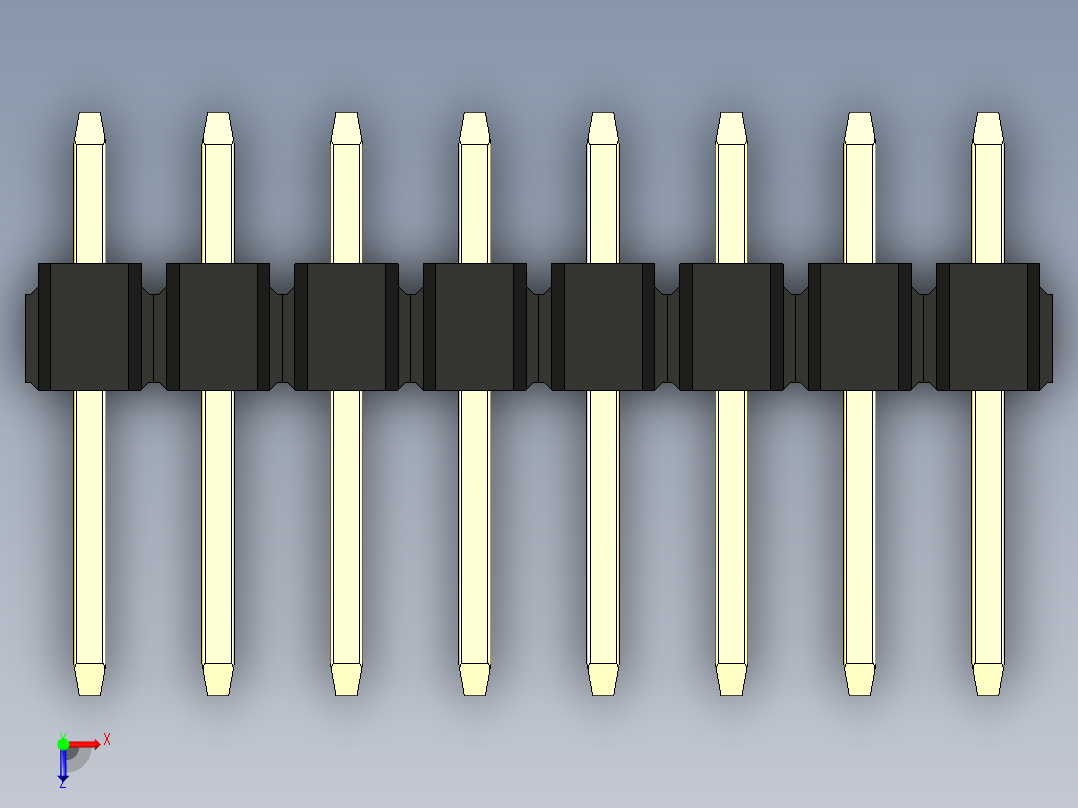 彩色公头100mil（2.54mm）系列-DS1021_black_2x08p_100mil_Type1_rev1.0俯视图