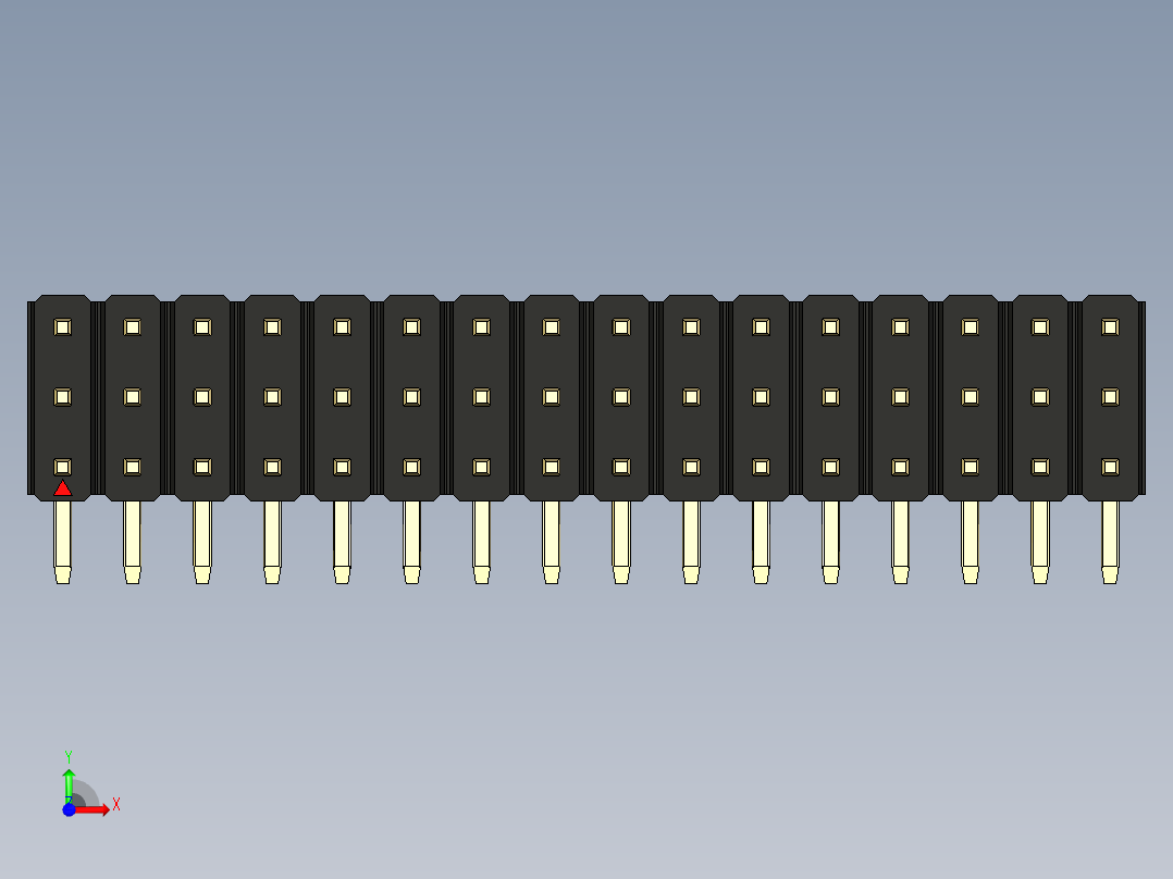 彩色公排针 100mil 2.54mm 系列-DS1022_black_3x16p_100mil_TypeD_rev1.0前视图