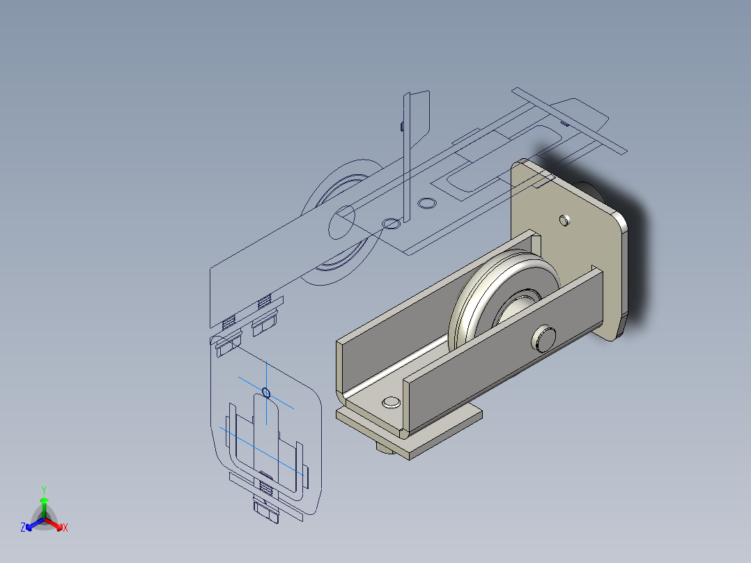 CGS-347-M履带端轮，滑动门正等轴测图