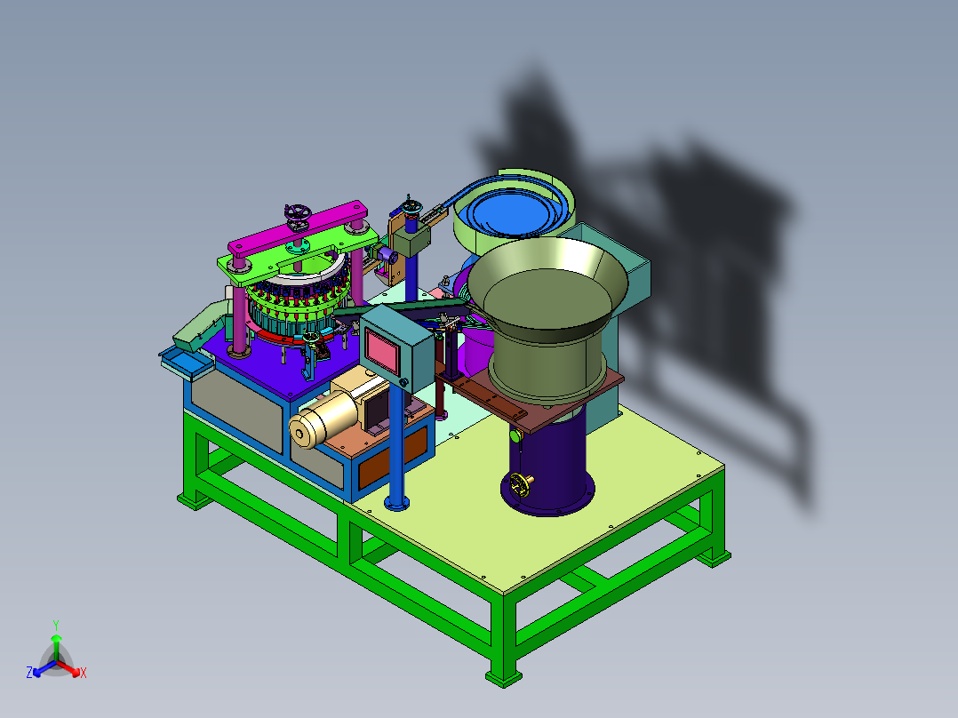 凸轮瓶盖装配组装机正等轴测图