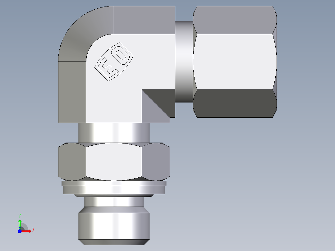 卡套式工业通用硬管接头EO_Adjustable_Locknut_elbow_WEE08ZSMCF前视图