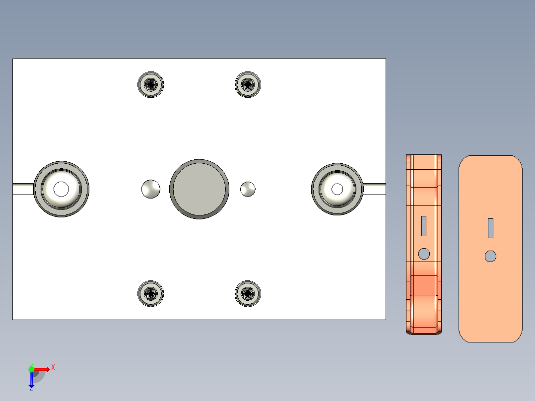 电动脱模移动触点冲压模俯视图