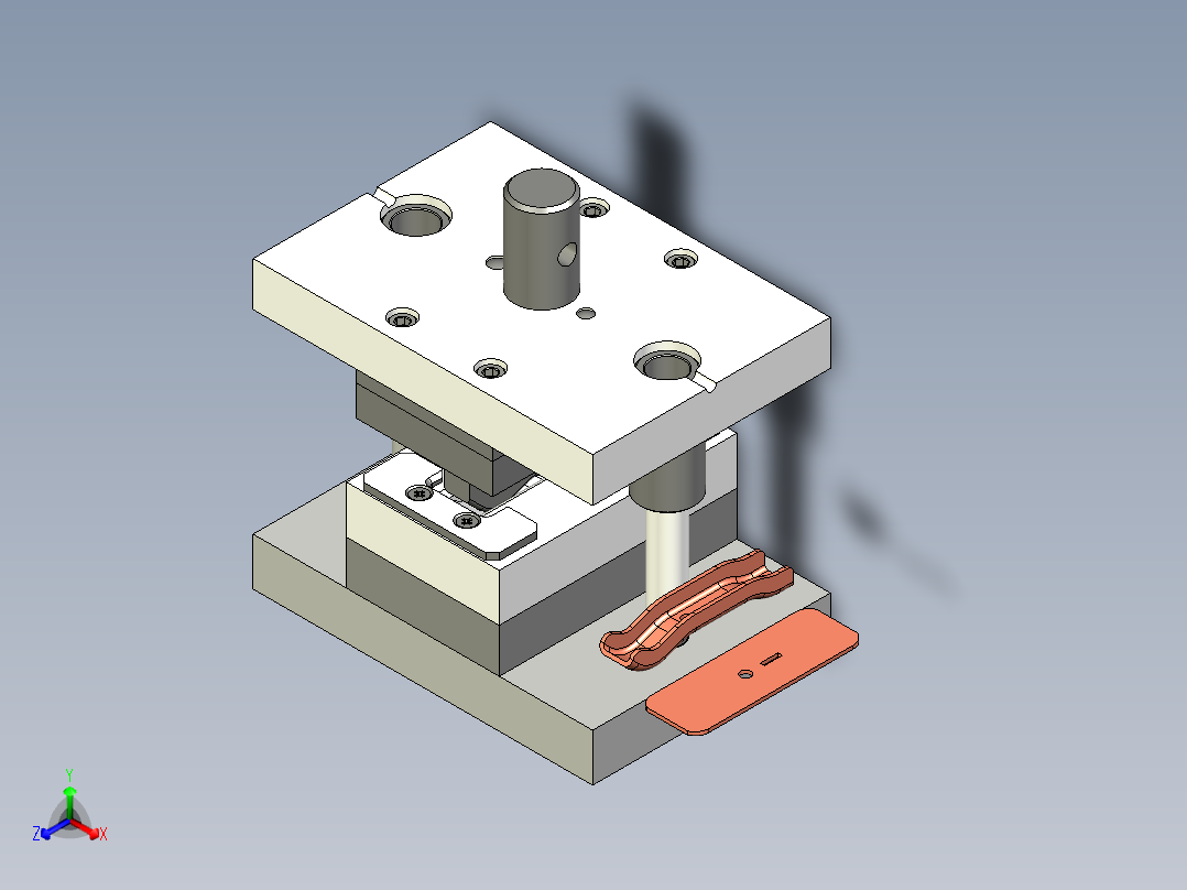 电动脱模移动触点冲压模正等轴测图