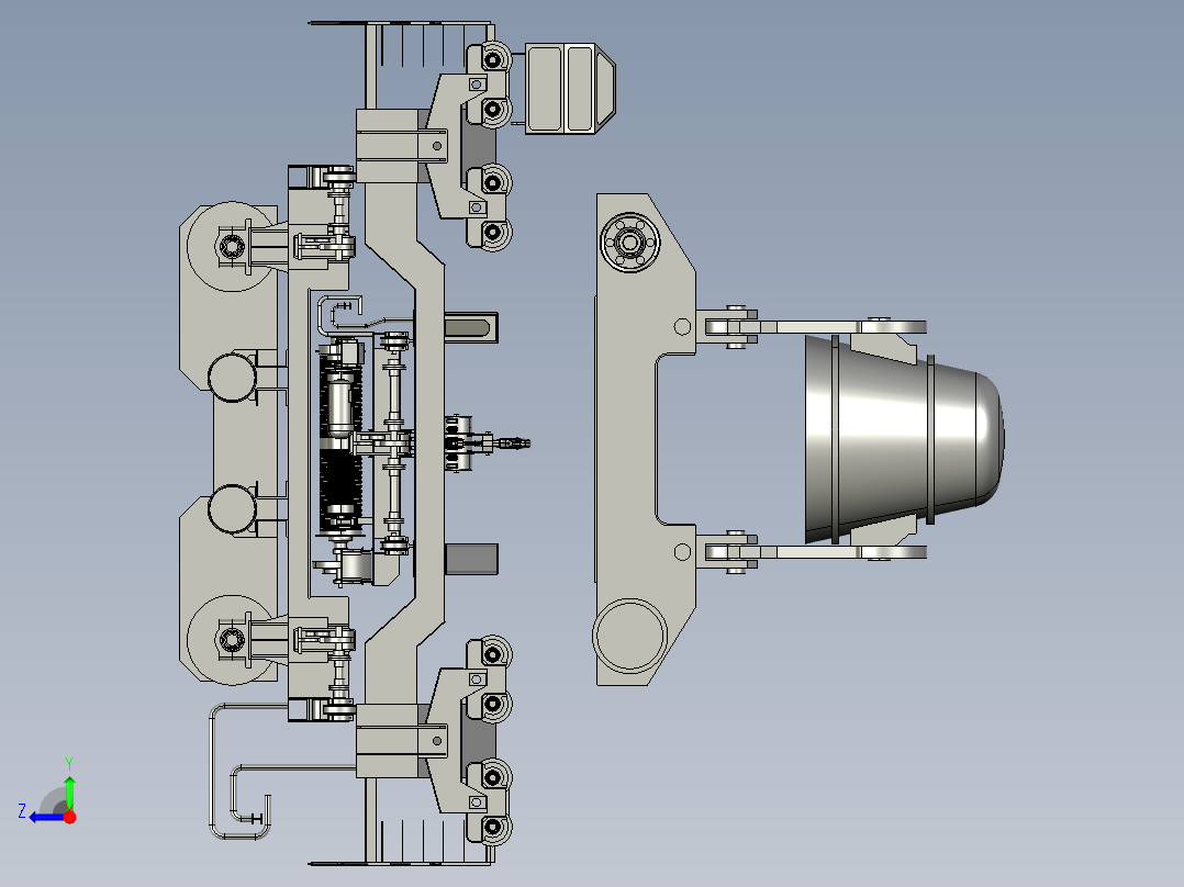 450T起重机吊梁模型3D图纸 STP格式右视图