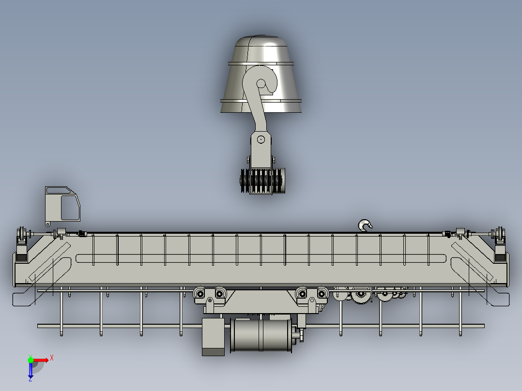 450T起重机吊梁模型3D图纸 STP格式俯视图