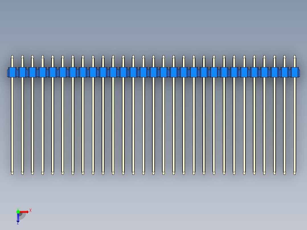 彩色公头100mil（2.54mm）系列-DS1021_blue_1x29p_100mil_Type43_rev1.0俯视图