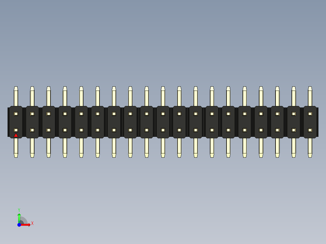 彩色公排针 100mil 2.54mm 系列-DS1022_black_38p_100mil_TypeSMT_rev1.0前视图
